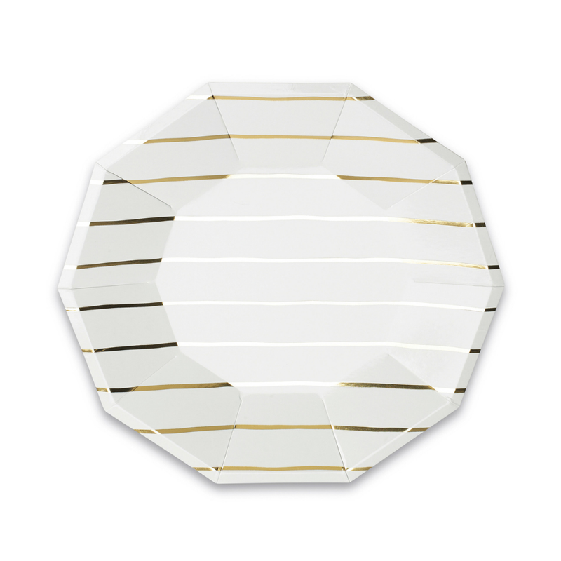 Frenchie Striped Gold Plates (Large)