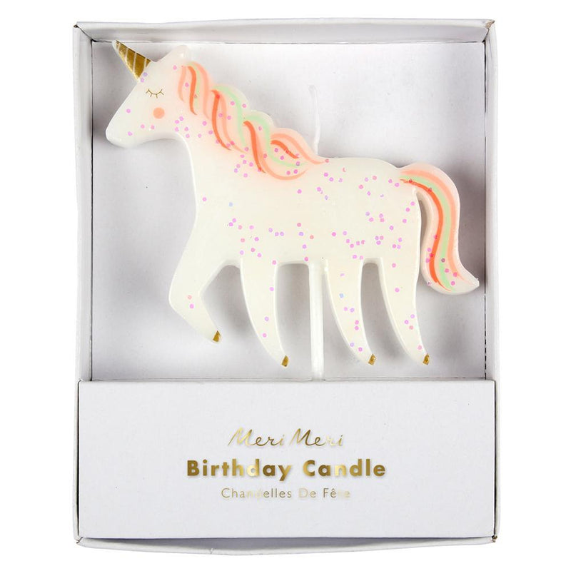 Unicorn Birthday Glitter Candle