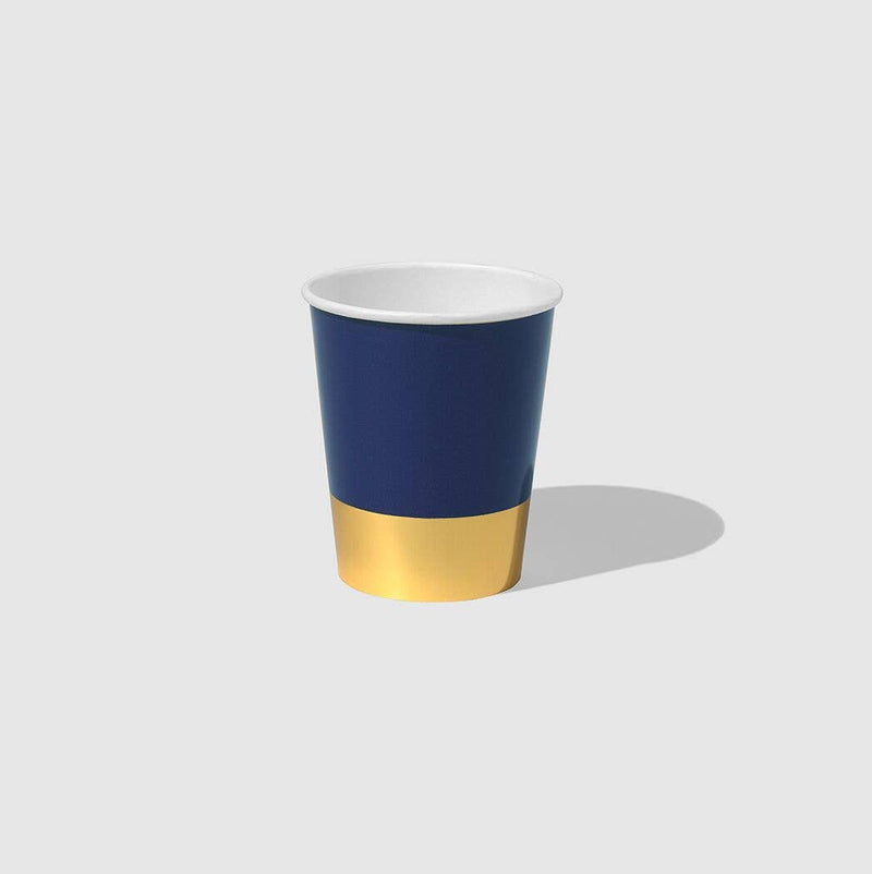 Navy Blue and Gold Dipped Cups