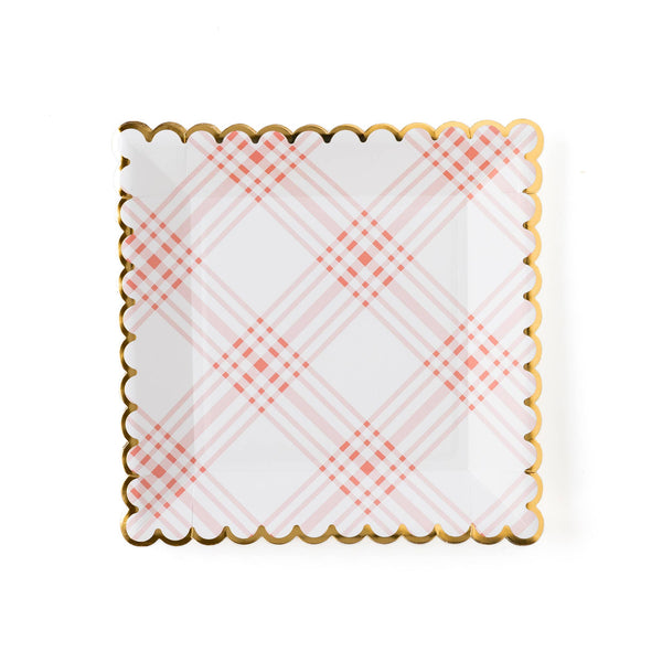 Pink Scalloped Plaid Plate